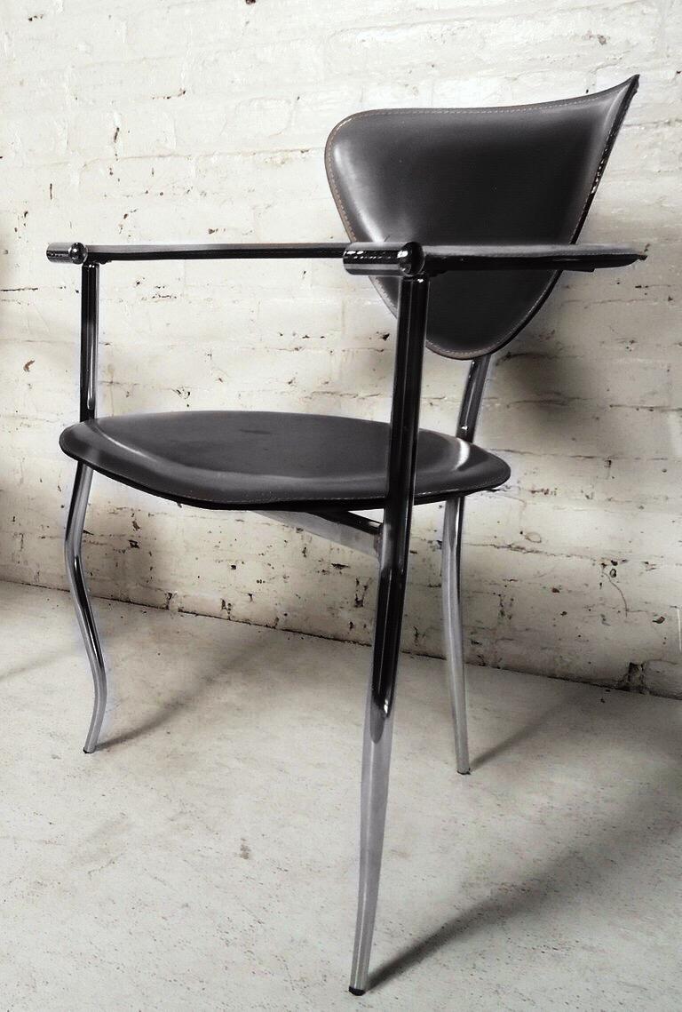 Arrben Italy Black Leather Marilyn Postmodern Three-Legged