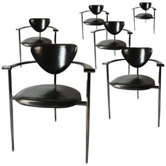 Arrben Italy Black Leather Marilyn Postmodern Three-Legged Stiletto Armchair