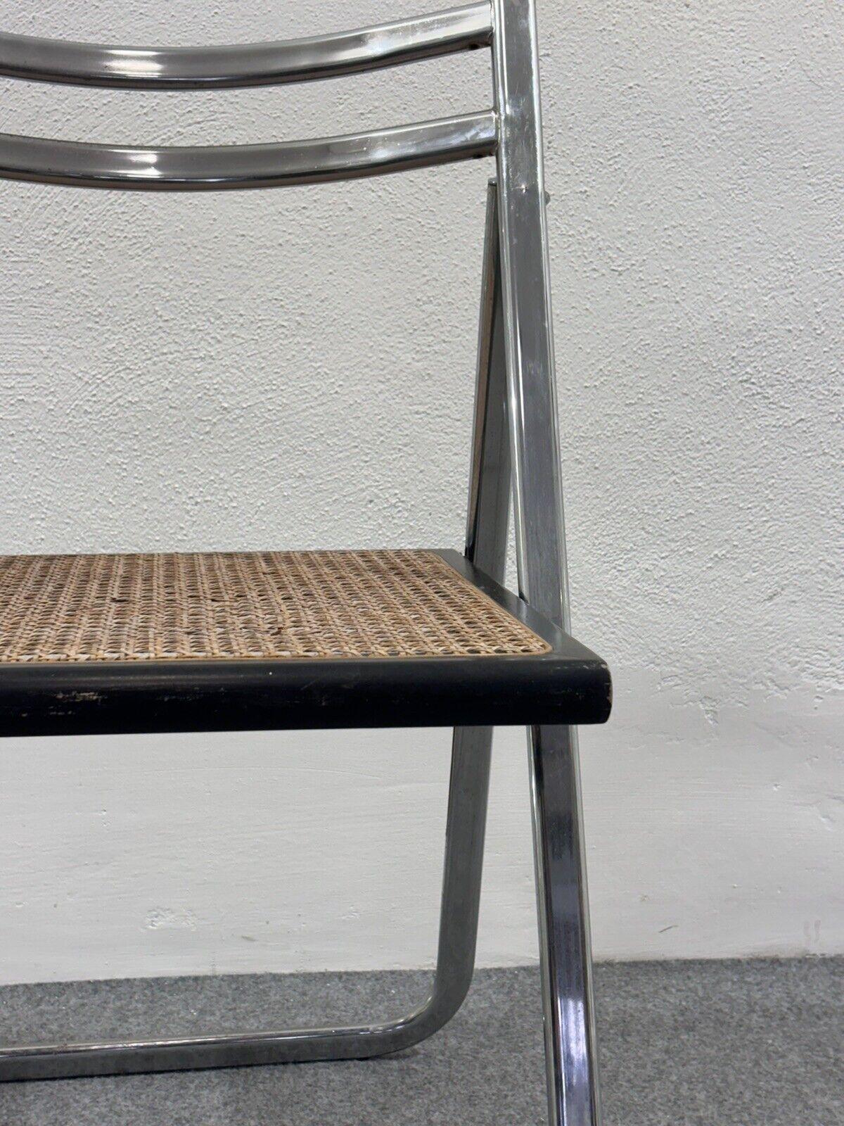 Arrben Italy Flip Chair Rattan 1970's Design Steel Modernism 5
