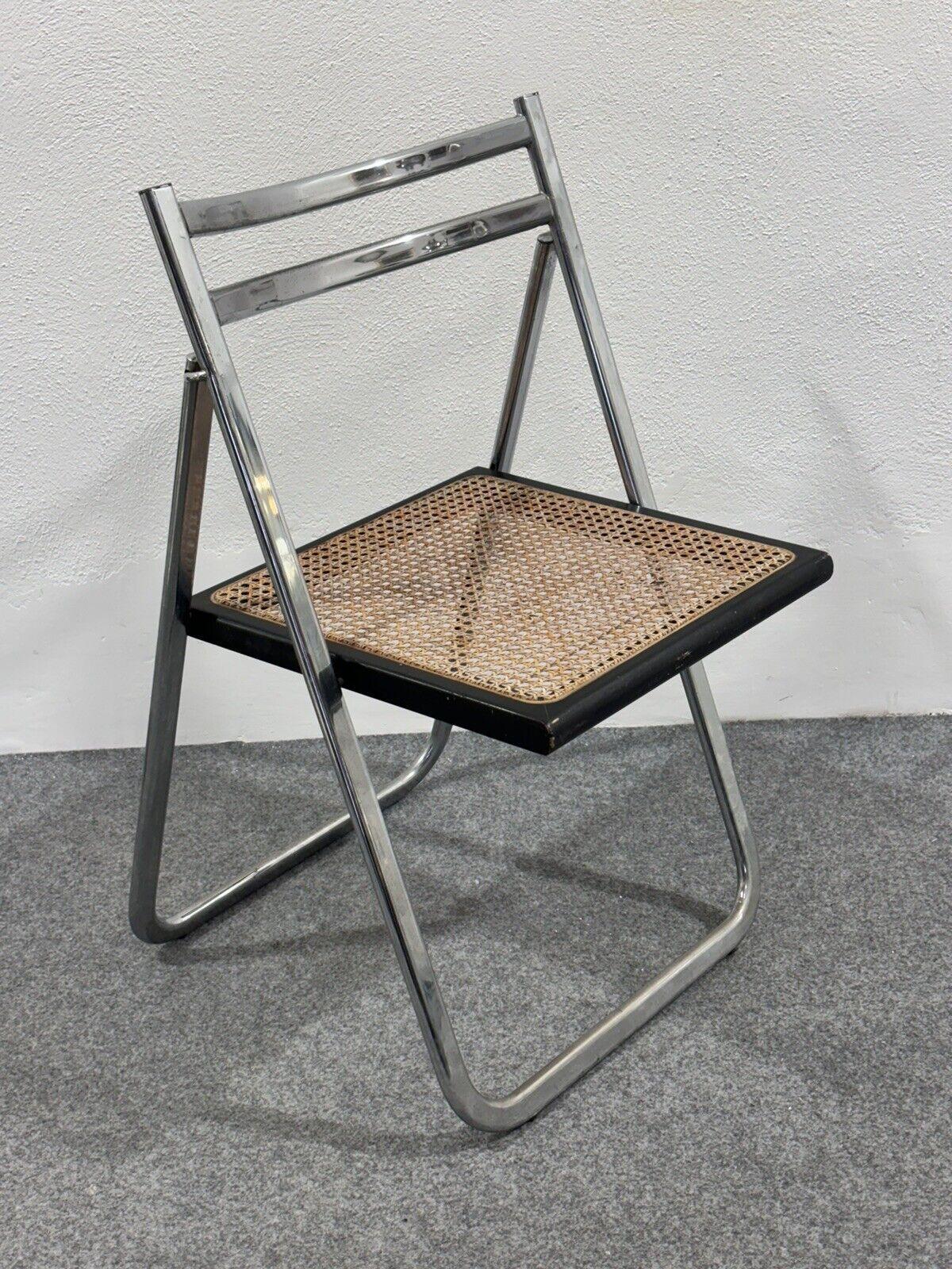 Arrben Italy Flip Chair Rattan 1970's Design Steel Modernism 2