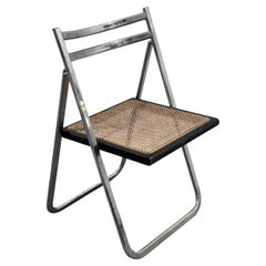 Vintage Arrben Italy Flip Chair Rattan 1970's Design Steel Modernism