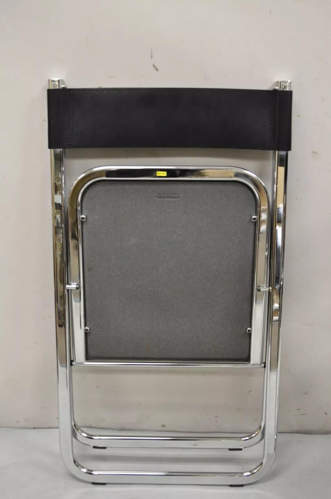 Arrben Italy Italian Modern Chrome Black Leather Tamara Folding Chair - Set of 6 4