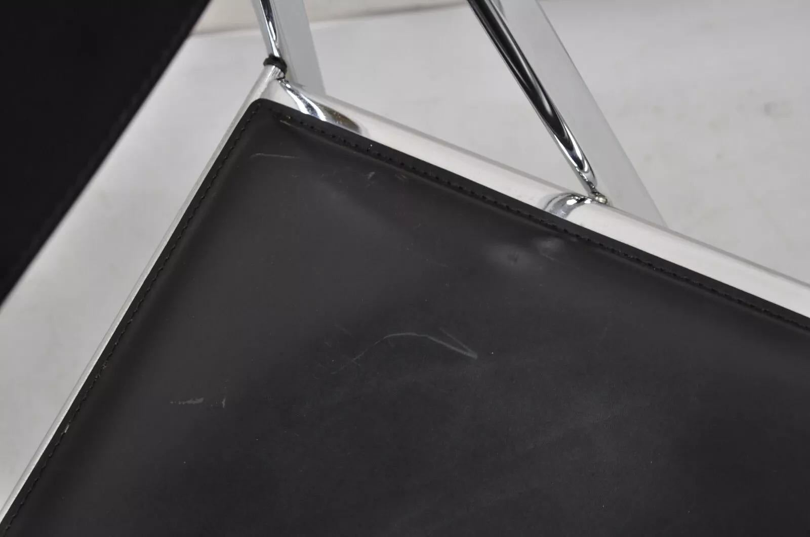 20th Century Arrben Italy Italian Modern Chrome Black Leather Tamara Folding Chair (Single) For Sale