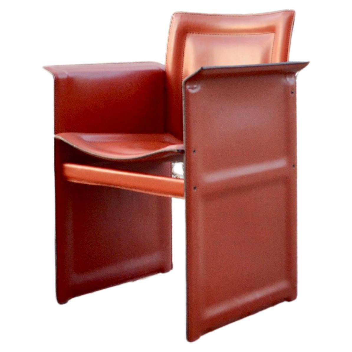 Arrben Italy Modern China Red Saddle Leather Dining Chair Model Solaria