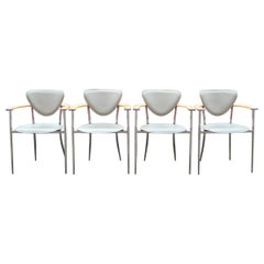 Chaise de salle à manger moderne Arrben en cuir de selle gris, modèle Marylin, Italie, lot de 4