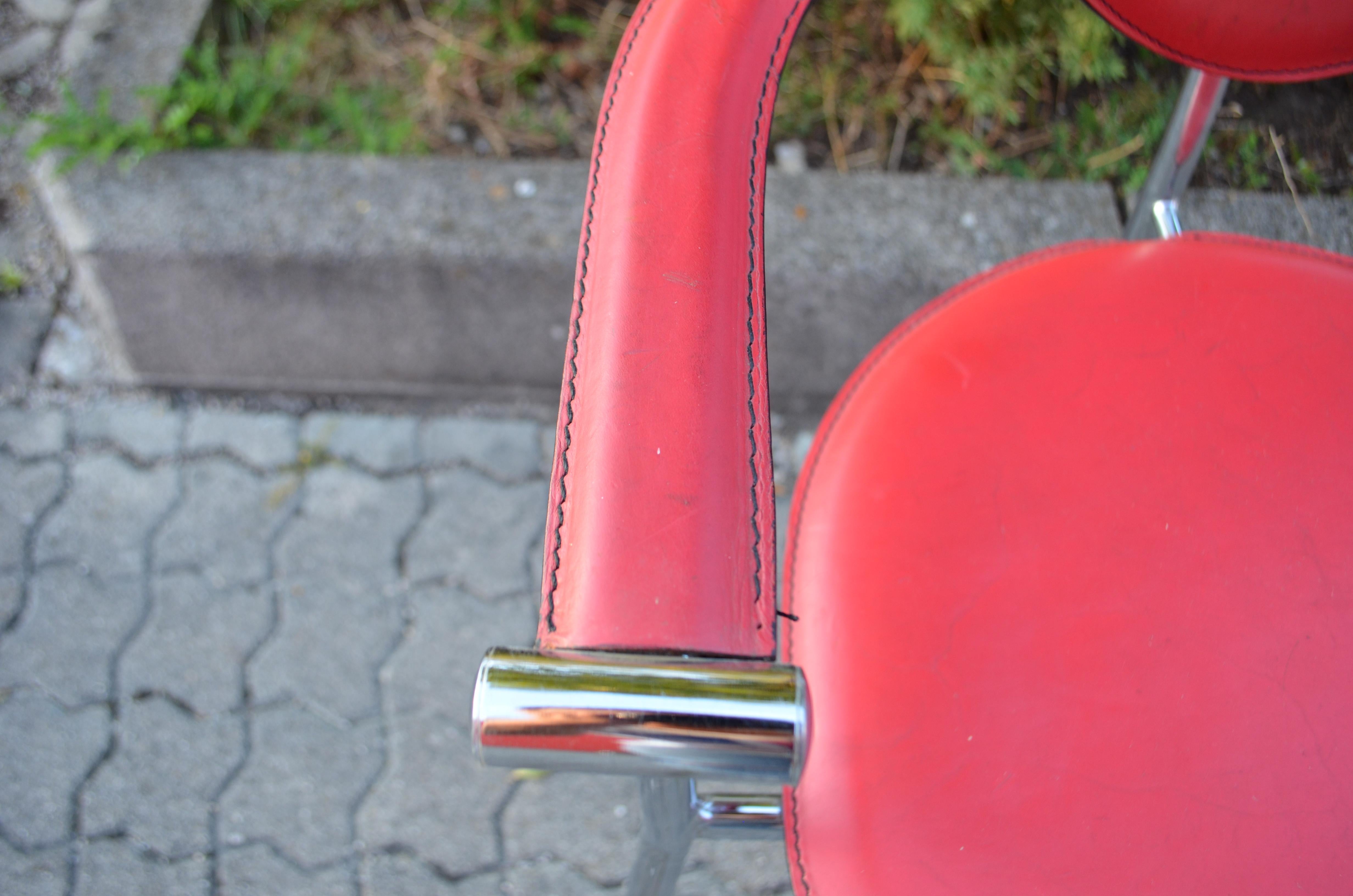 Late 20th Century Arrben Italy Modern red Dining Chair Model Marylin For Sale