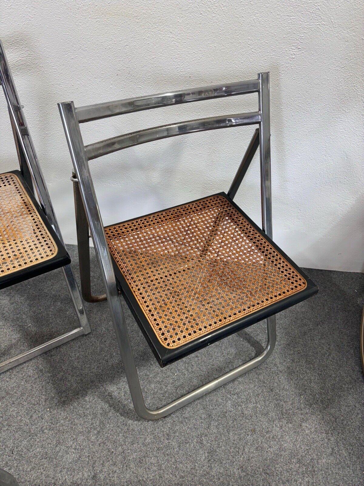 Arrben Italy set of 4 Flip Chair Rattan 1970's Design Modernity 4