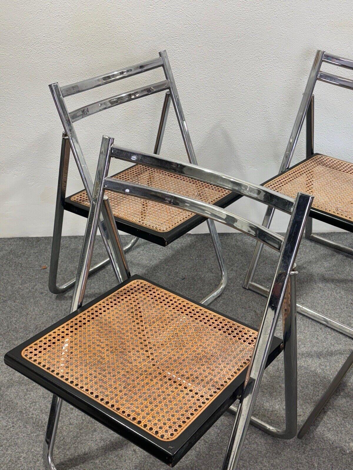 Late 20th Century Arrben Italy set of 4 Flip Chair Rattan 1970's Design Modernity