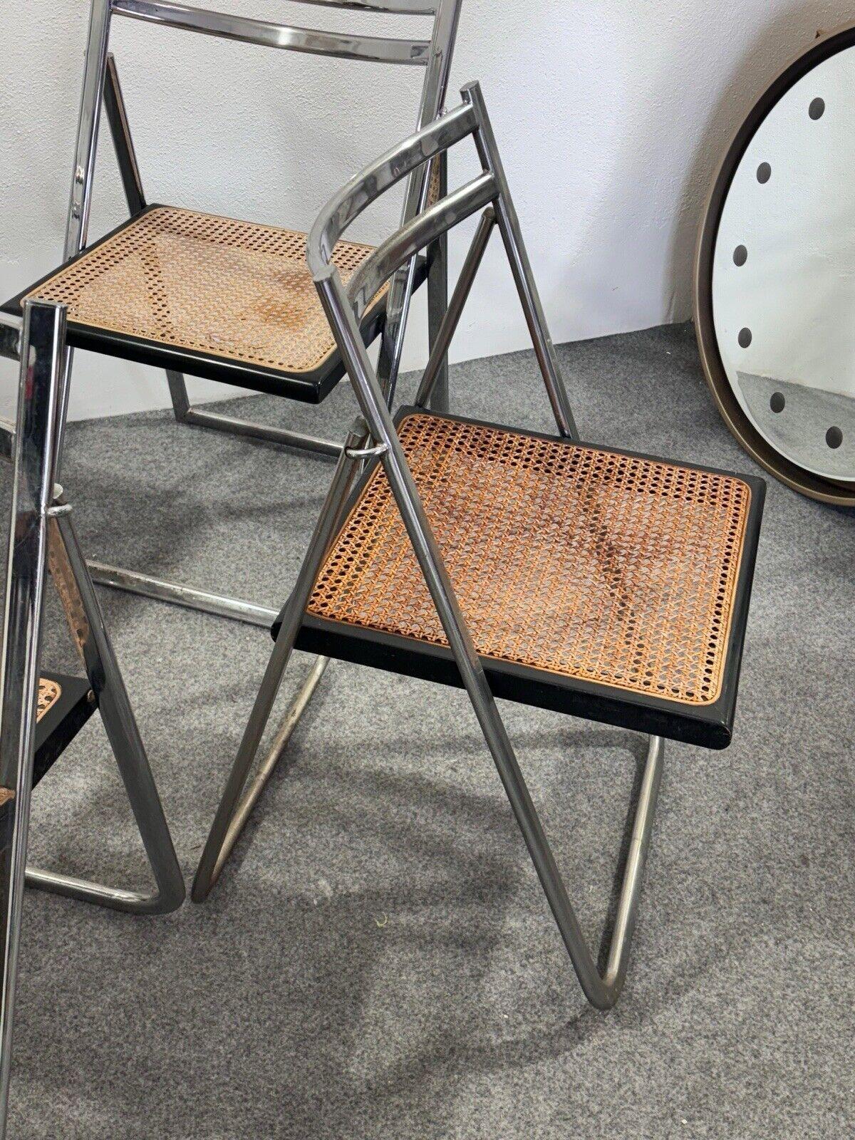 Arrben Italy set of 4 Flip Chair Rattan 1970's Design Modernity 1
