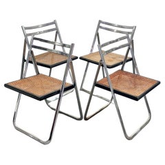 Arrben Italy set of 4 Flip Chair Rattan 1970's Design Modernity
