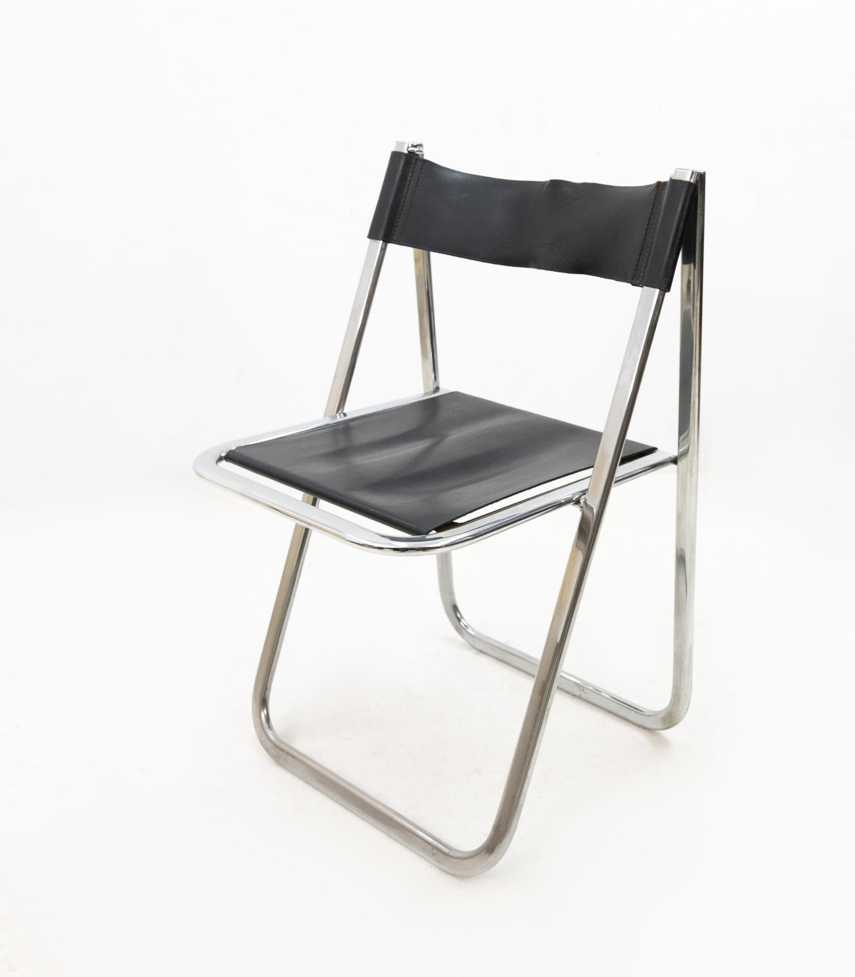 Arrben Leather Folding Chair Italy 1970s Model Tamara 1