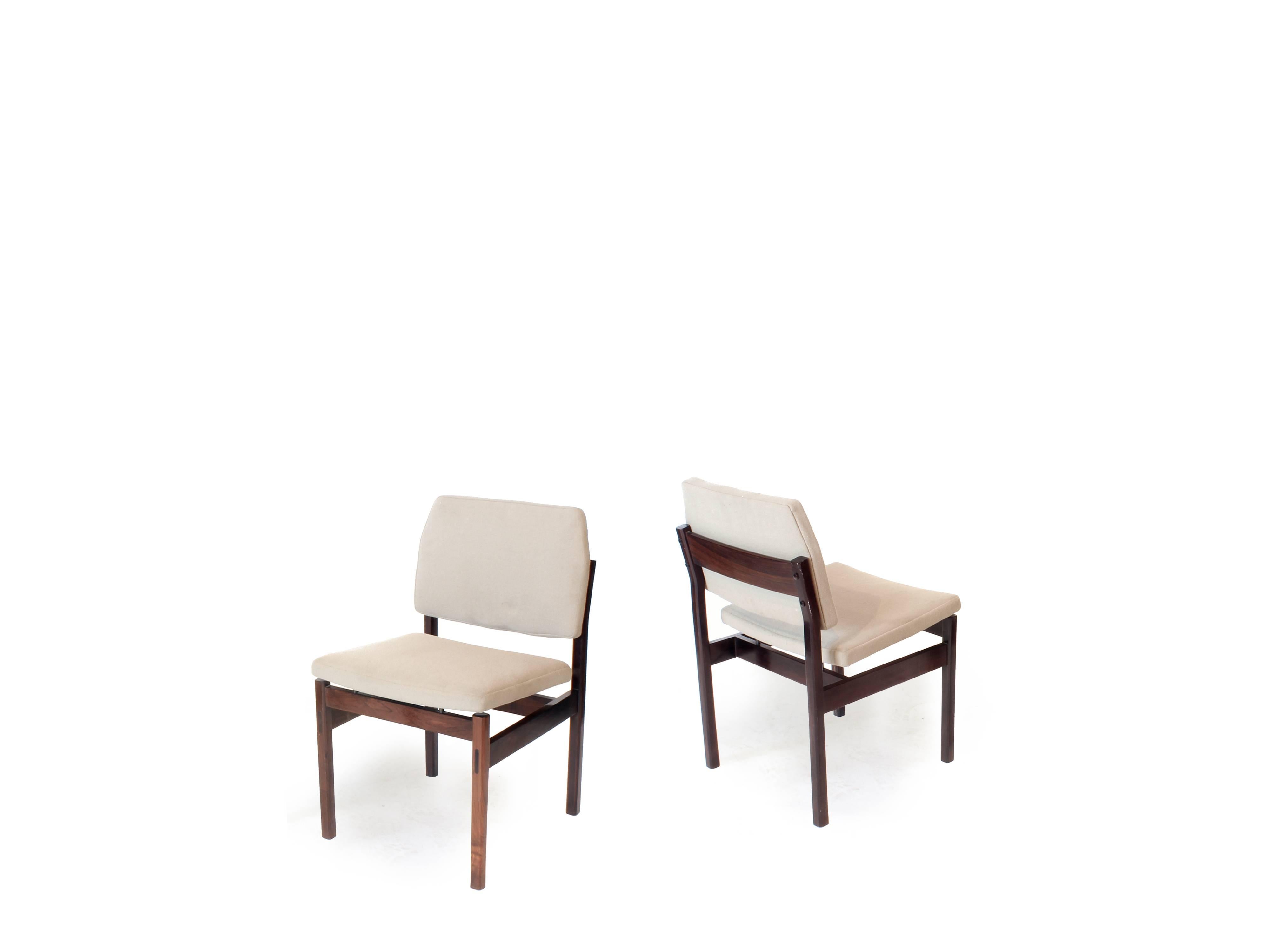 Mid-Century Modern Arredamento Midcentury Chair in Brazilian Wood with Linen Upholstery, 60s