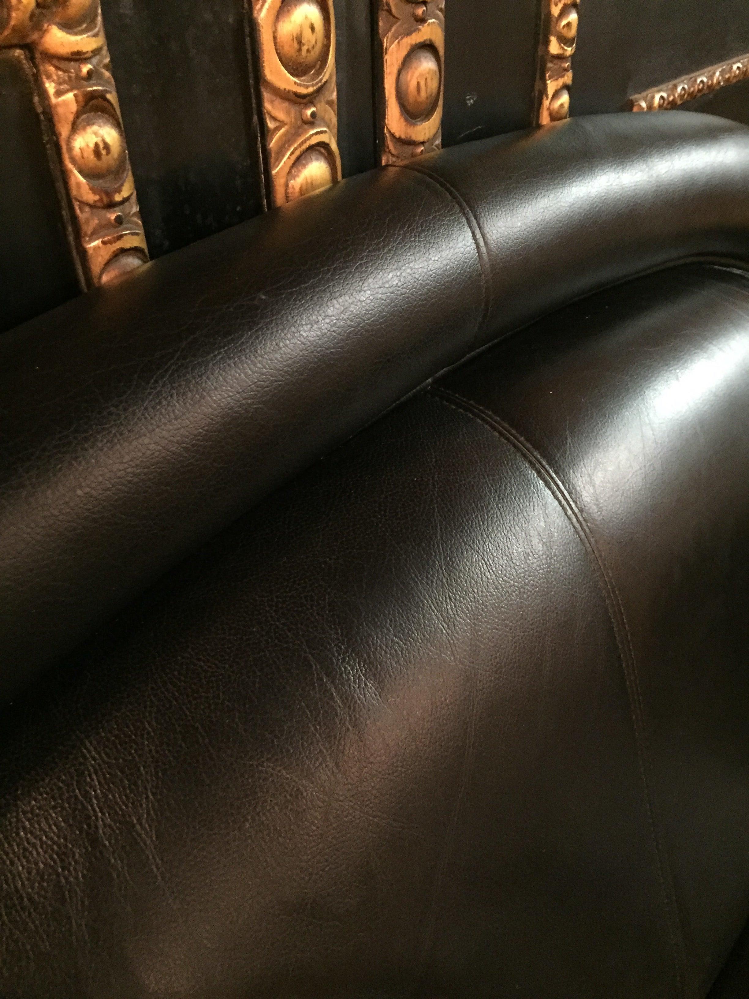 Klassisches Designer-Sofa im Art-déco-Stil von Arredo aus schwarzem Leder im Angebot 8