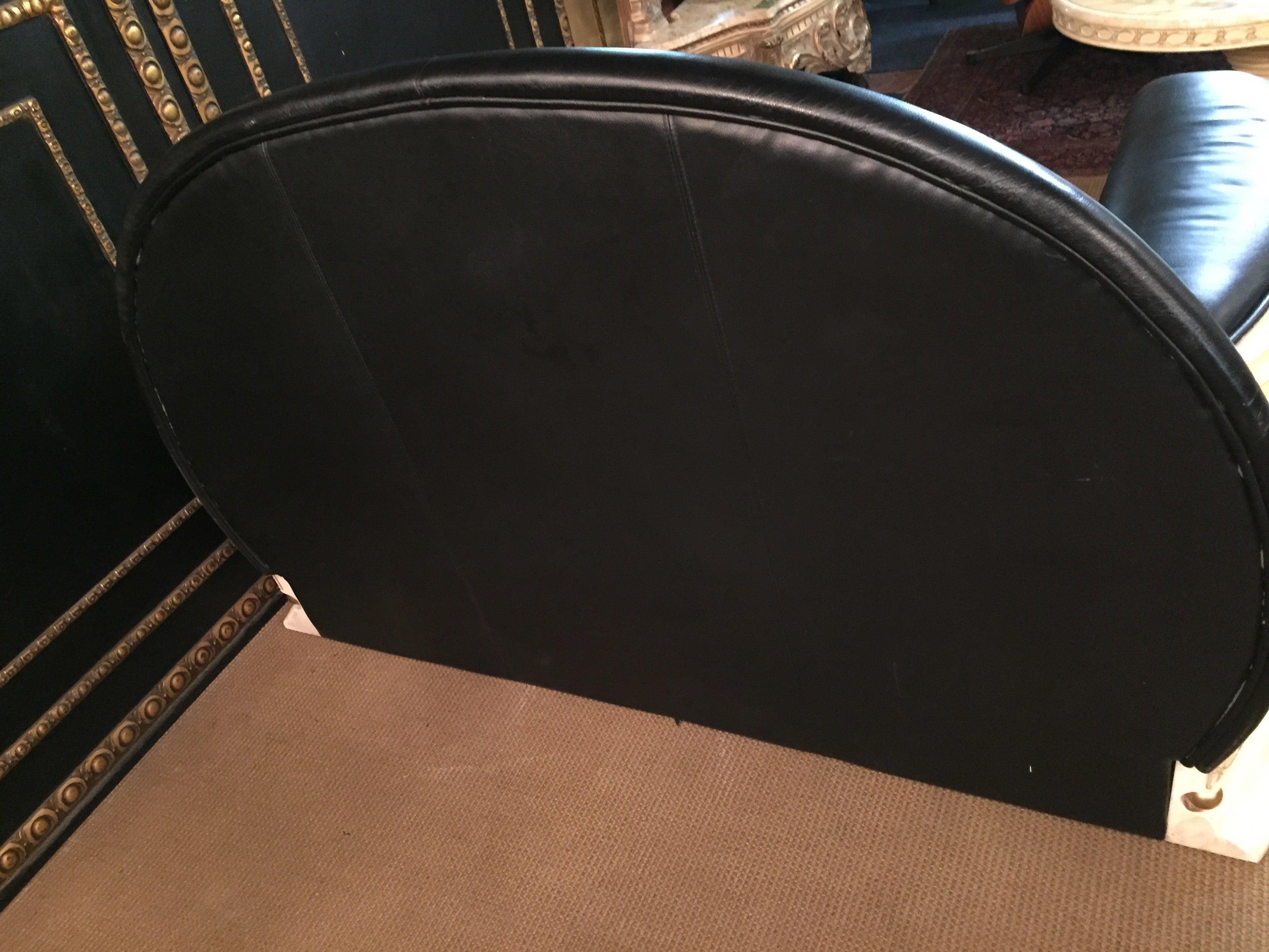 Arredo Classic Designer Sofa in Art Deco Style Black Leather For Sale 8