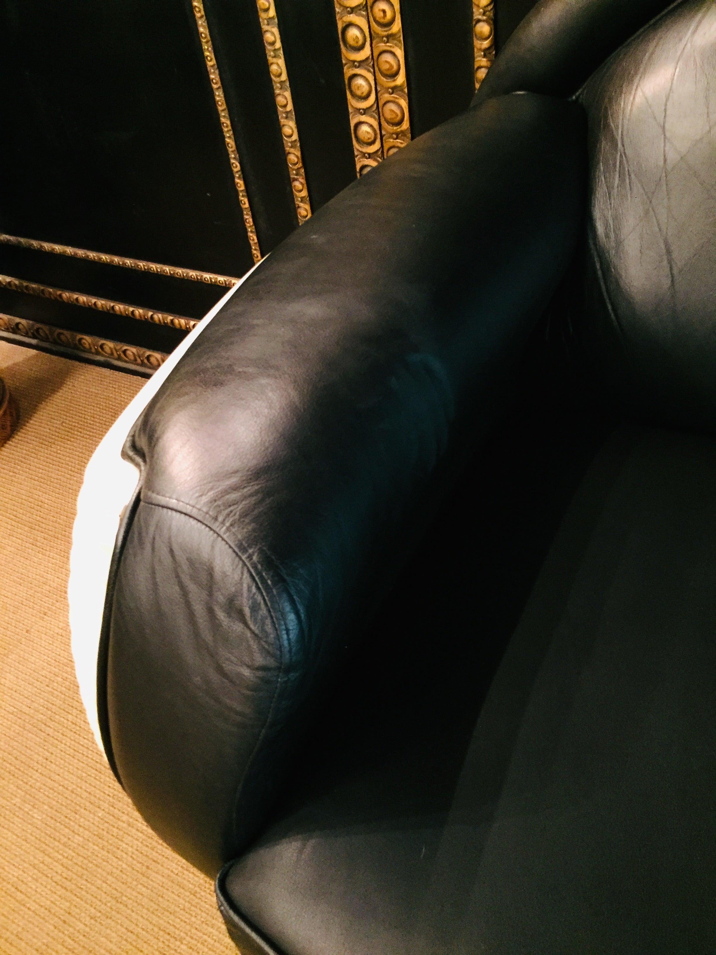 Arredo Sofá de Diseño Clásico en Estilo Art Decó Cuero Negro Hecho en Italia en venta 3