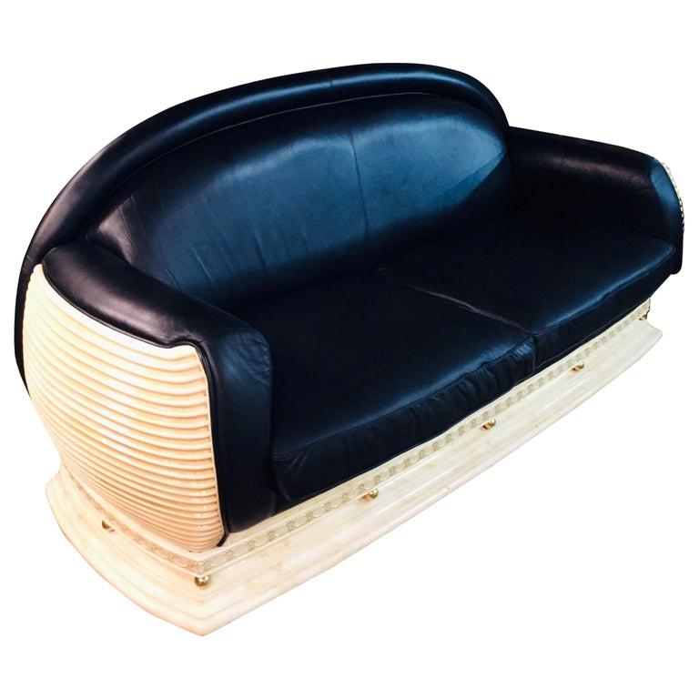 Arredo Classic Design Sofa In Art Deco, Deco Style Leather Sofa