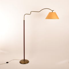 Arredoluce Adjustable Brass and Leather Floor Lamp, Italy, 1940