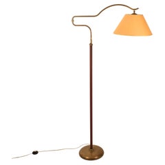 Arredoluce Adjustable Brass and Leather Floor Lamp, Italy, 1940