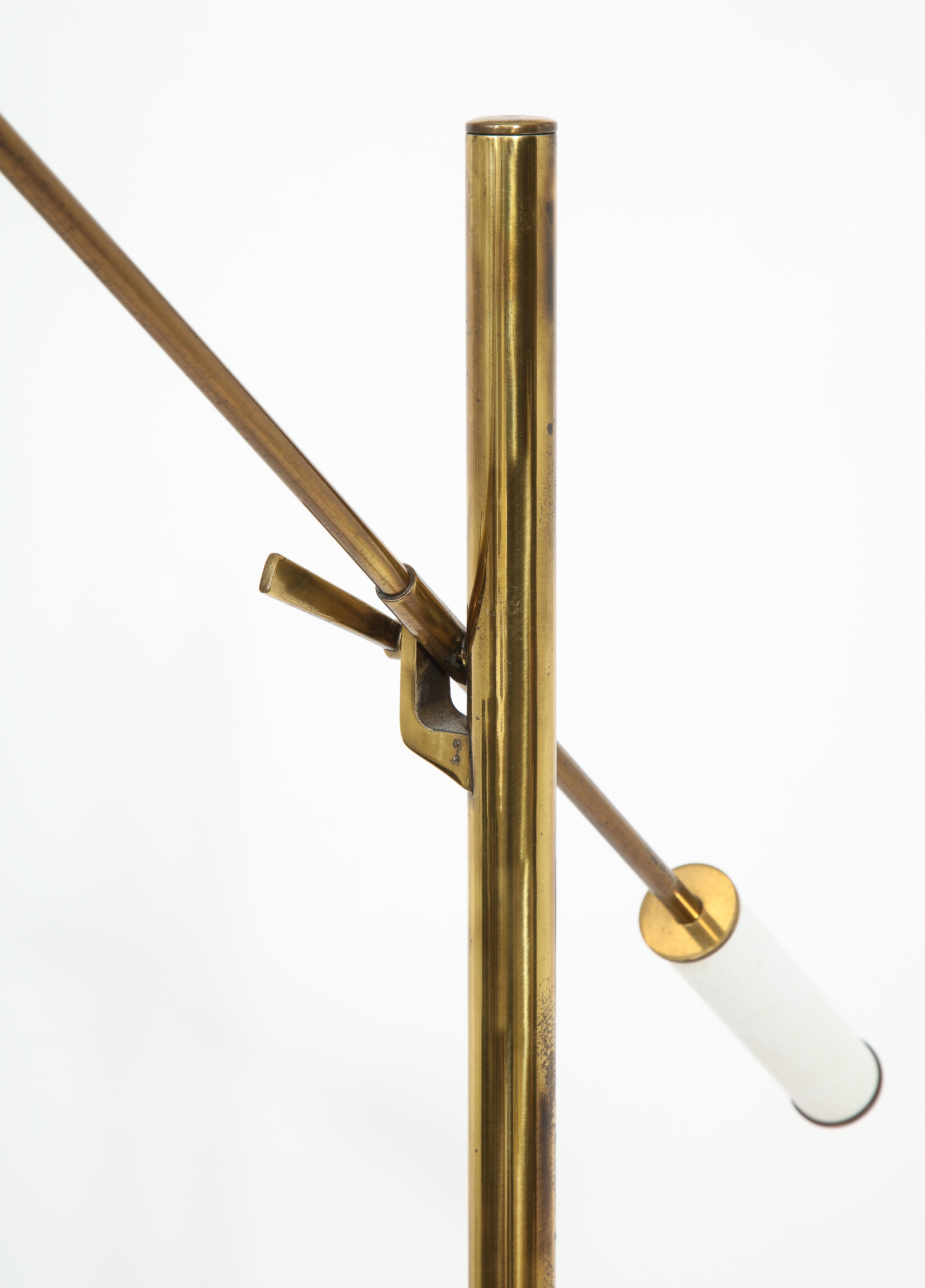 Arredoluce Adjustable Reading Floor Lamp in Brass and Aluminium, Italy, 1950s 3