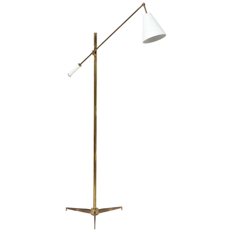 Vintage Pair of Adjustable Brass Floor/Reading Lamps by Chapman For ...