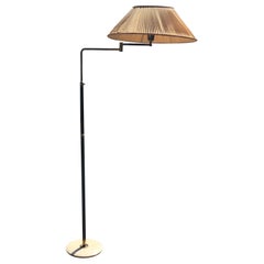 Arredoluce Angelo Lelii Lampada da terra regolabile Marbre Paralume in ottone 1950, Italia