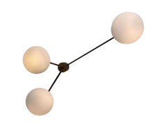 Arredoluce "Angelo Lelii" Brass Opaline Glass Brass Opaline Glass, 1961, Italy
