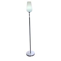 Vintage ARREDOLUCE - Angelo Lelii Floor Lamp Opaline Glass Brass Marble, 1953, Italy