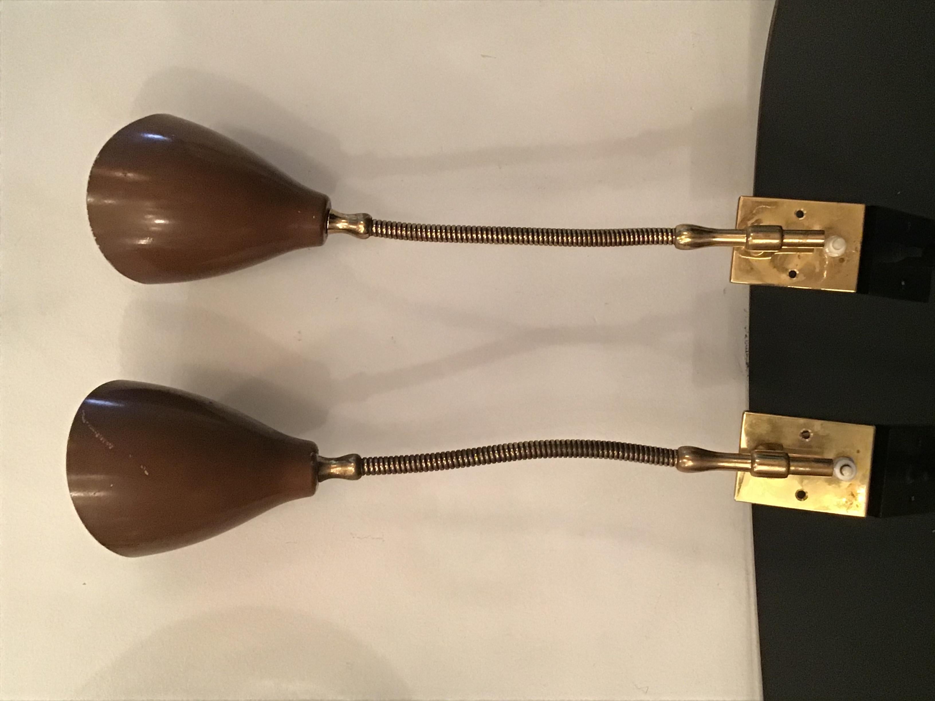 Arredoluce “Angelo Lelii “ Sconces Brass Metal 1950 Italy In Good Condition For Sale In Milano, IT