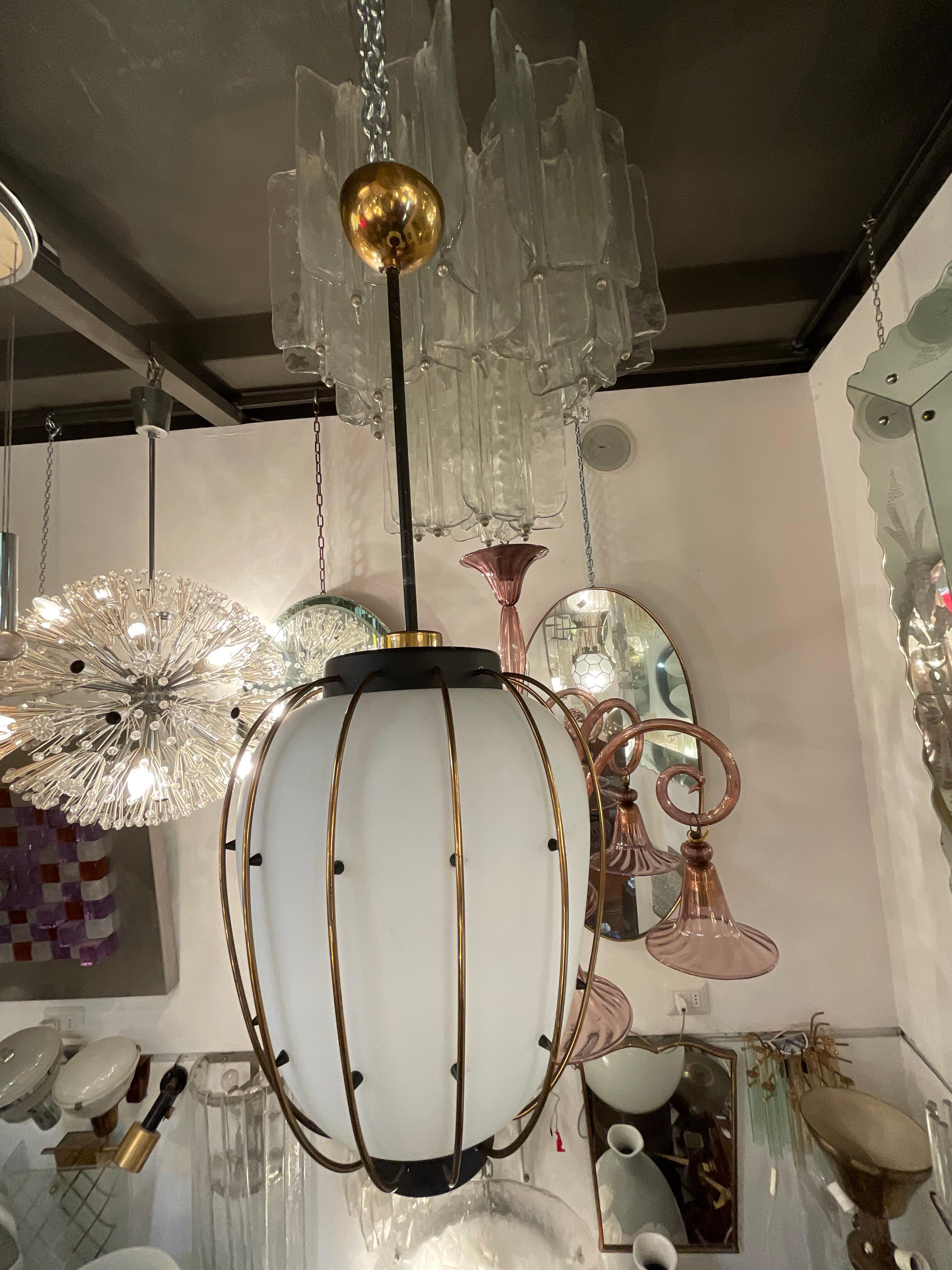 Original 1950s chandelier,,, attributed for quality and design to ANGELO LELLI, ARREDOLUCE production. 
Made in Italy-