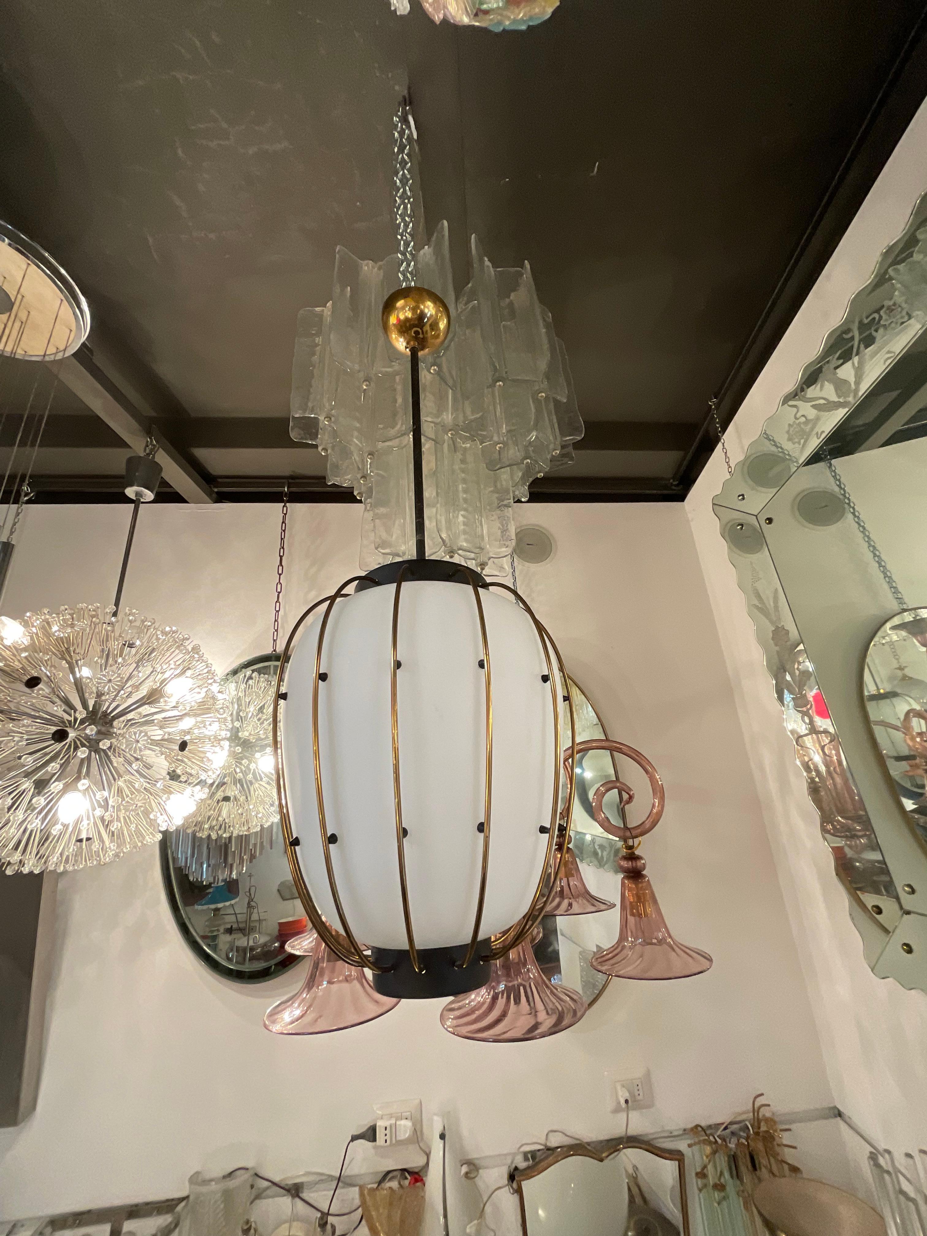 Mid-Century Modern ARREDOLUCE - Angelo LELLI - attributed chandelier - Made in ITALY 1950s For Sale
