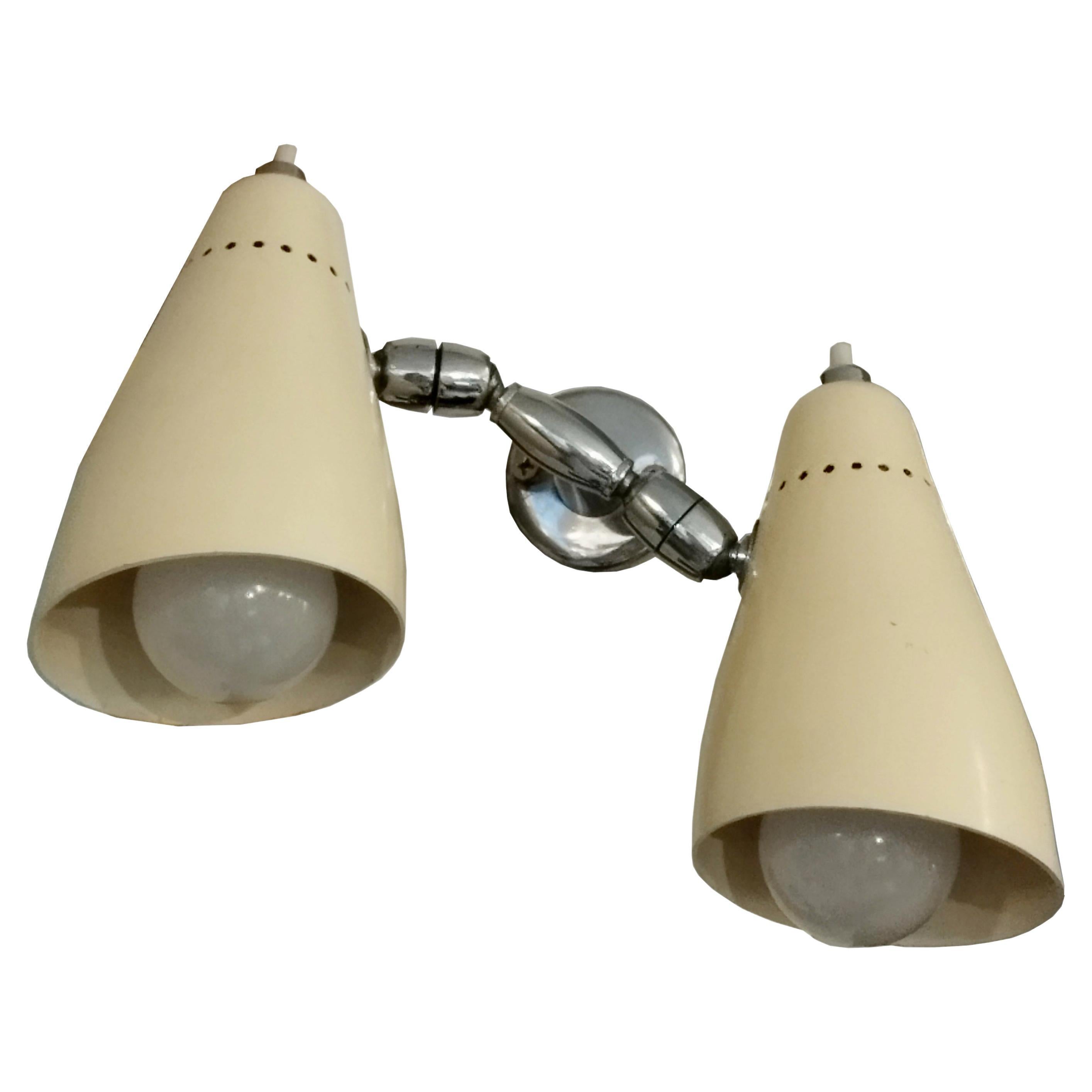 Arredoluce Attrb. Two Lights Wall Lamp, Italy 1950s For Sale