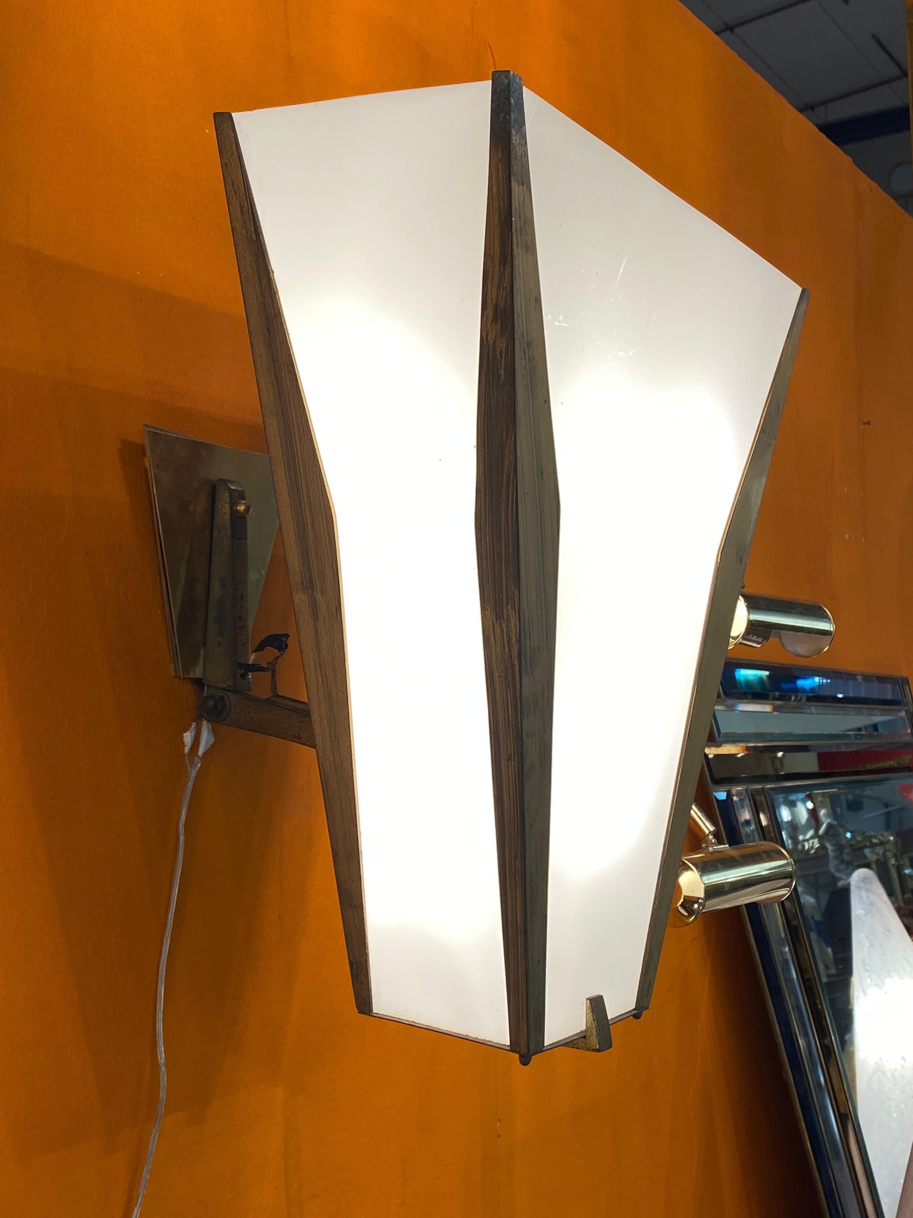 Italian Gino Avena Perspex and Brass Wall Lamp, Italy, 1950s For Sale