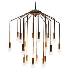 Midcentury Brass Chandelier Arredoluce  Italy 1950s