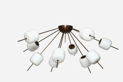 Arredoluce Attributed Chandelier Flush Mount, Italy 1950s