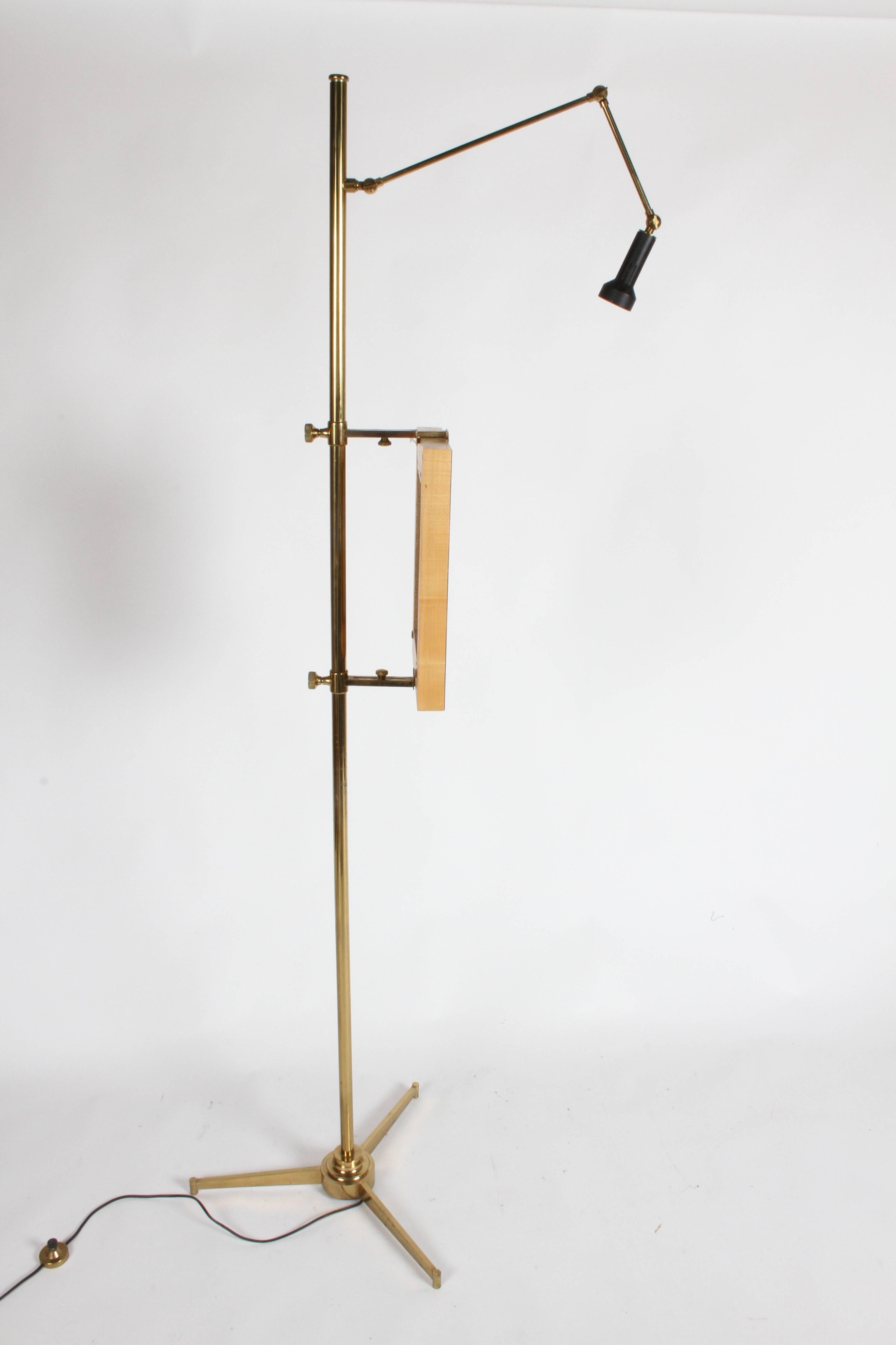 American Arredoluce Brass Art Easel with Lamp by Angelo Lelli
