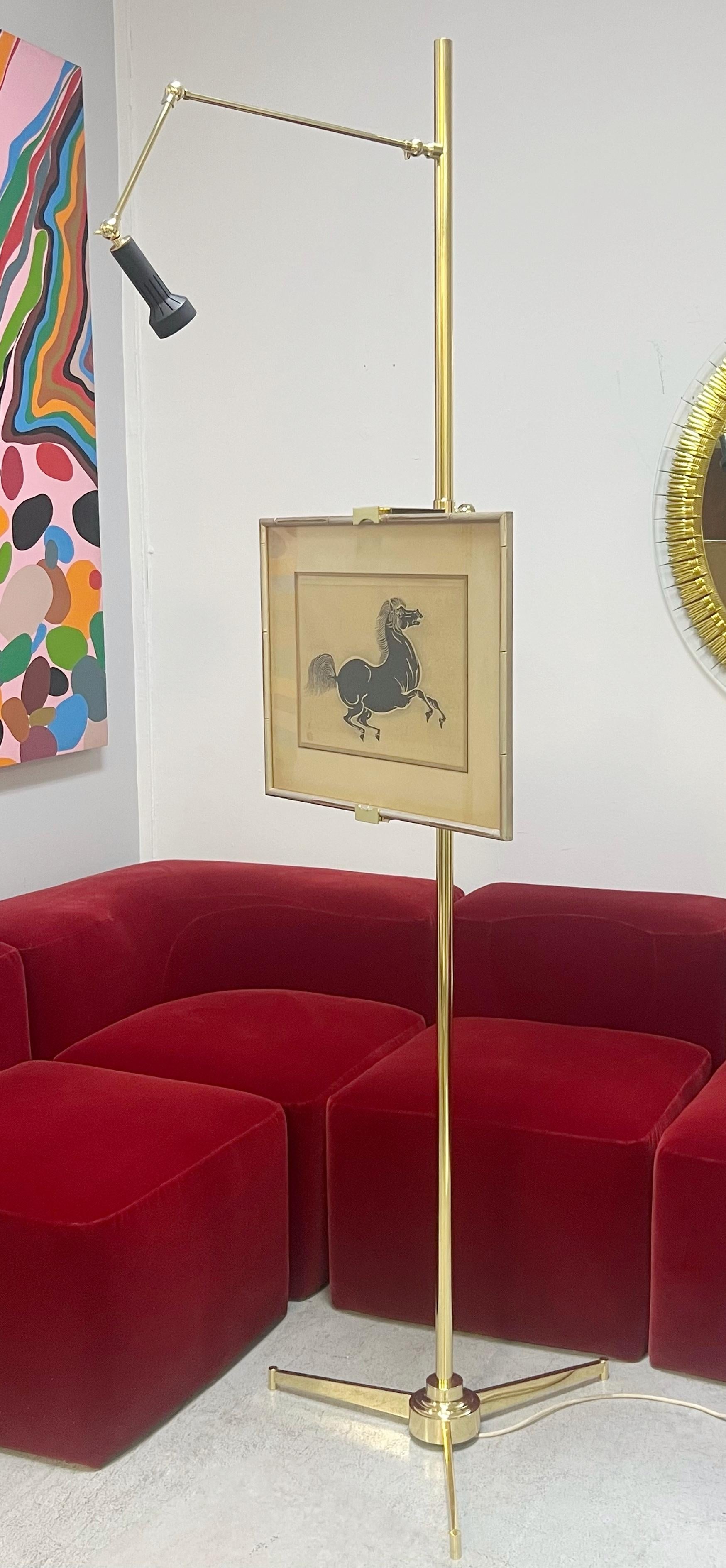 Mid-20th Century Arredoluce Brass Easel Cavalletto Floor Lamp by  Angelo Lelia