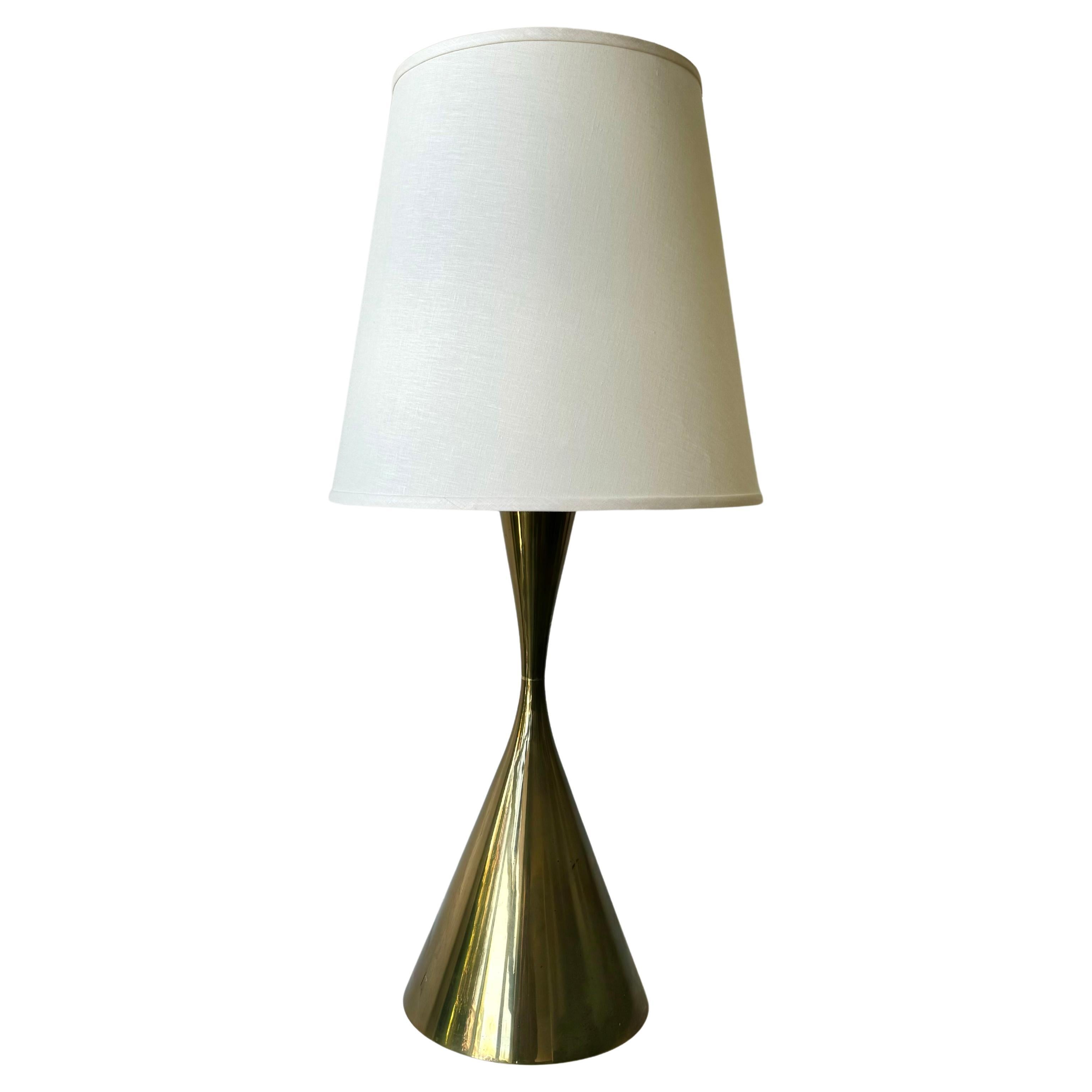 Angelo Lelli for Arredoluce Brass Hourglass Table Lamp For Sale