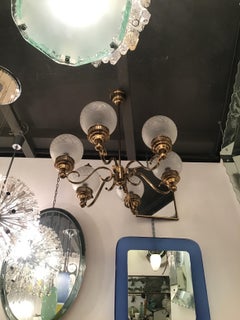 Arredoluce Chandelier Brass Glass 1950 Italy