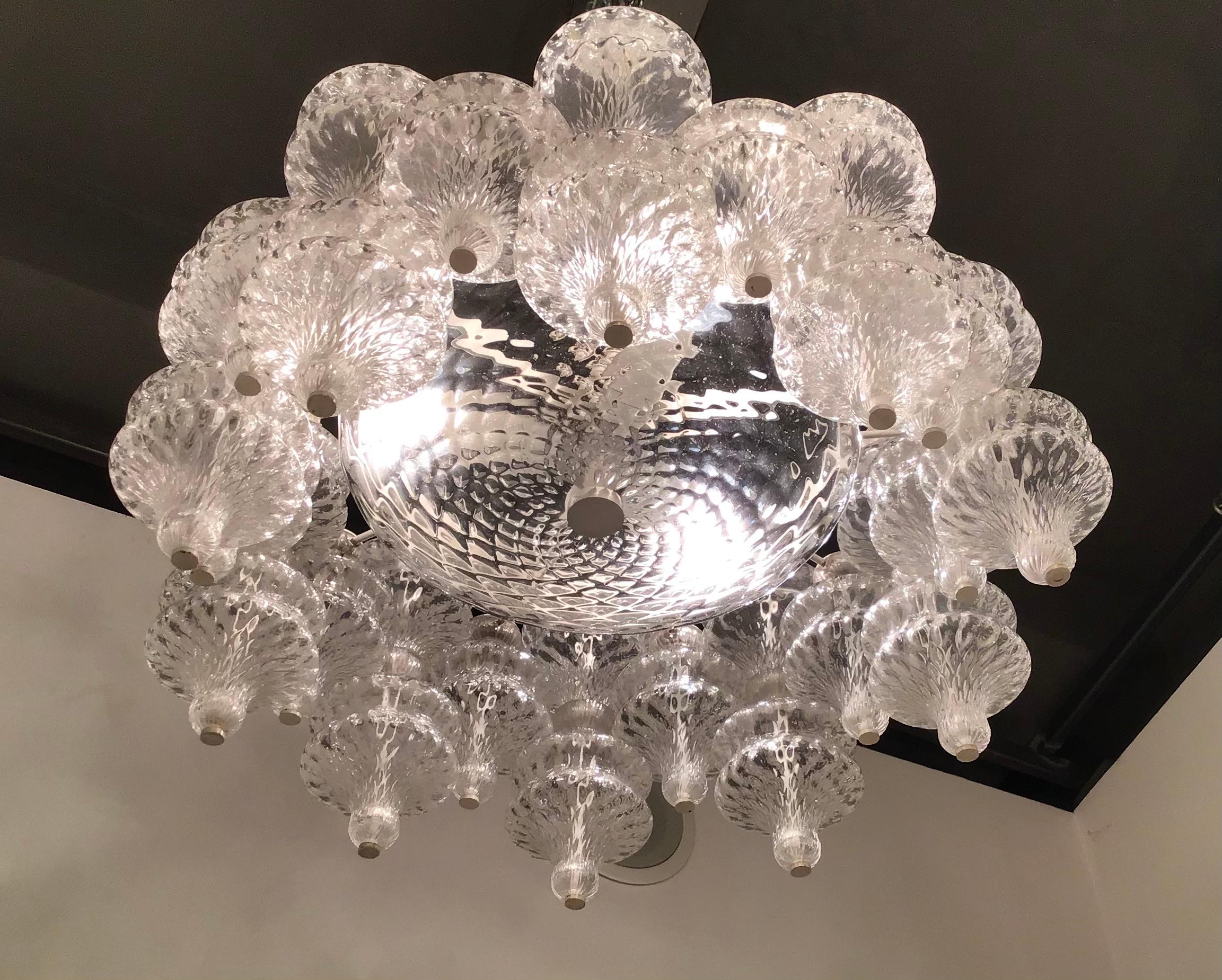 Arredoluce Chandelier Murano Glass Iron 1961 Italy In Excellent Condition For Sale In Milano, IT