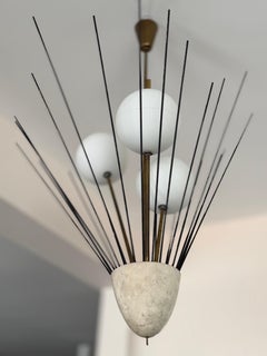 Lampadario Arredoluce originale di Angelo Lelii con aste in ottone, anni '50 circa