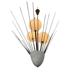 Lampadario Arredoluce originale di Angelo Lelii con aste in ottone, anni '50 circa