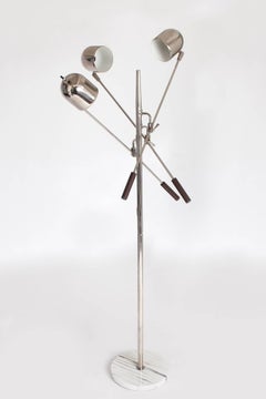 Arredoluce Style Chrome and Marble Triennale Floor Lamp, Italy 1960's