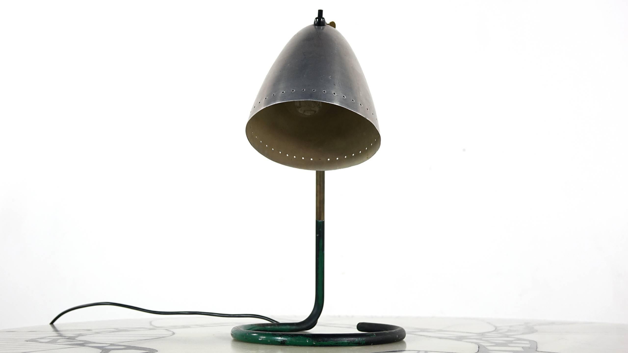 Italian Desk Lamp Green Black Brass 5