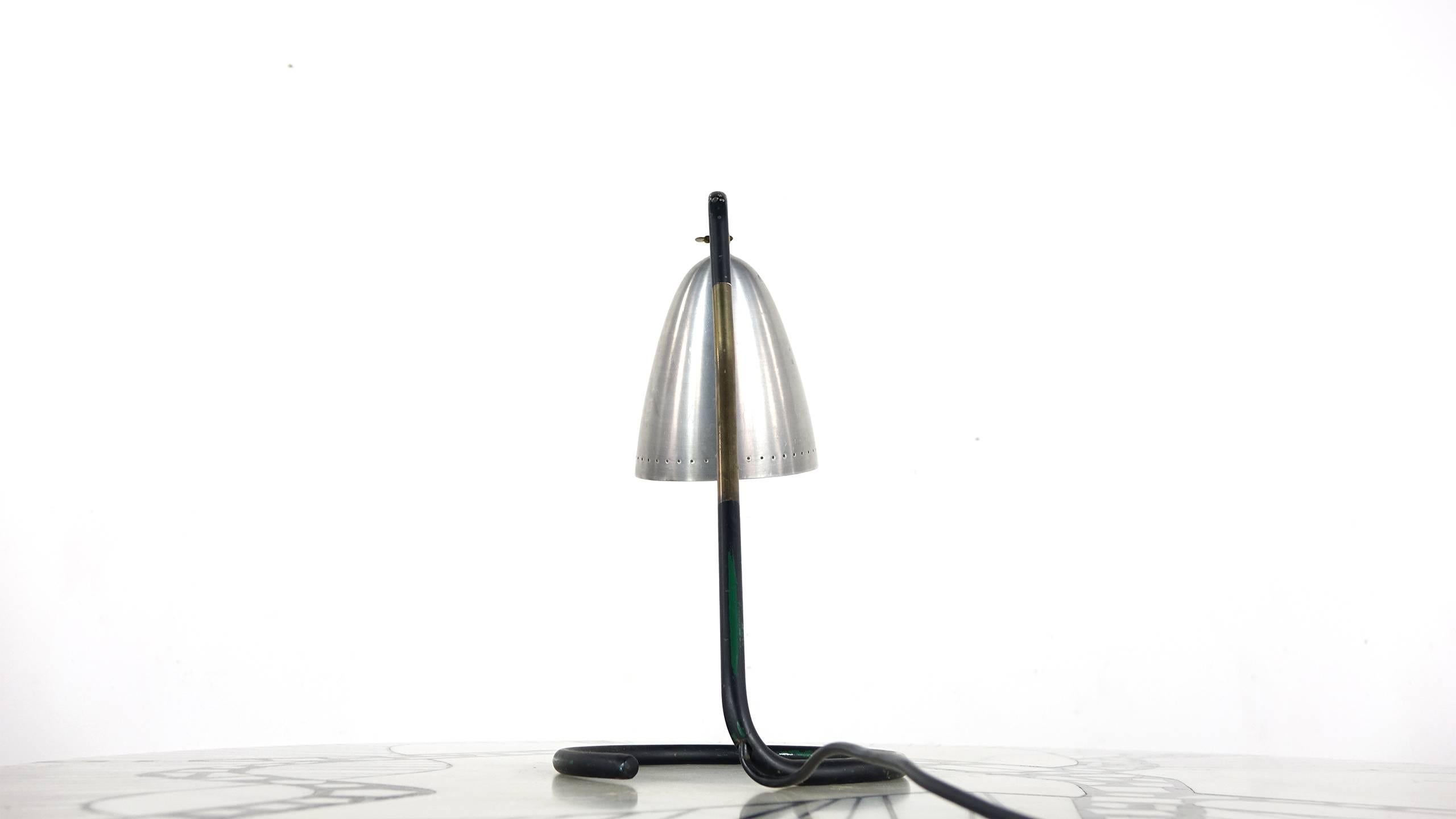Italian Desk Lamp Green Black Brass 7