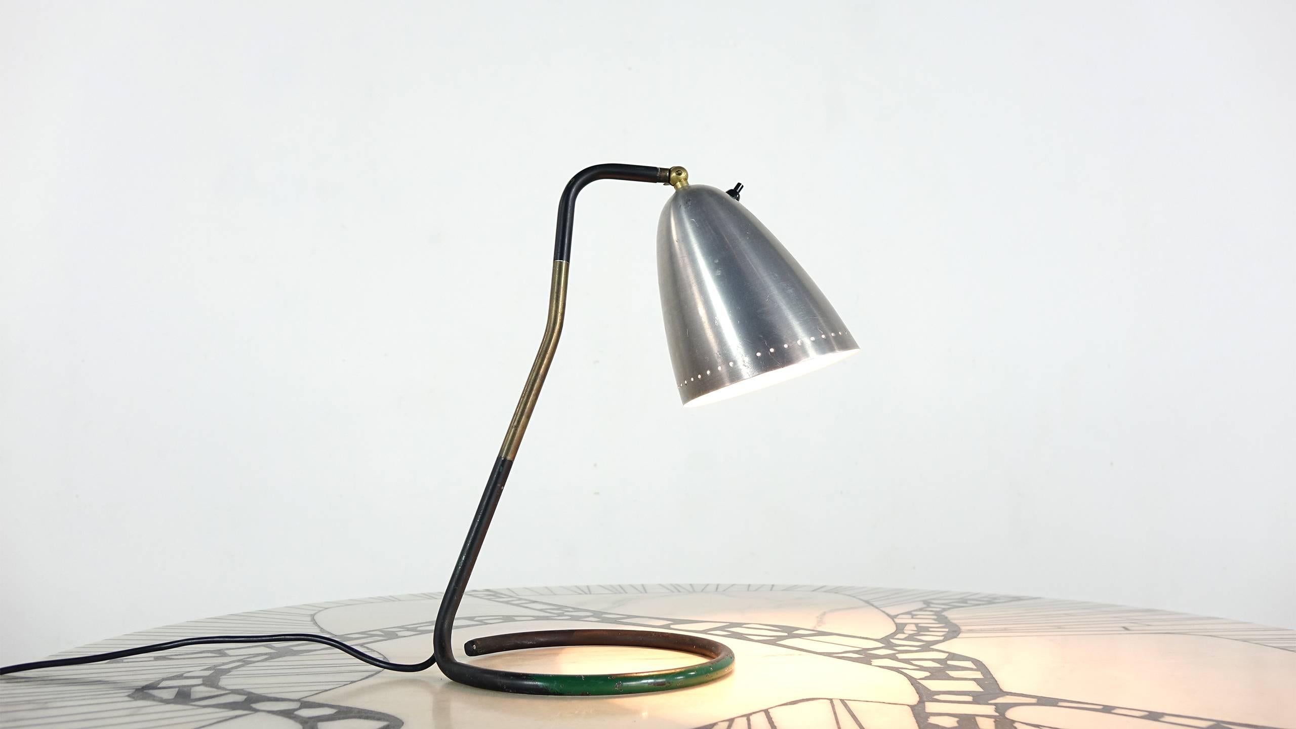 Italian Desk Lamp Green Black Brass 3