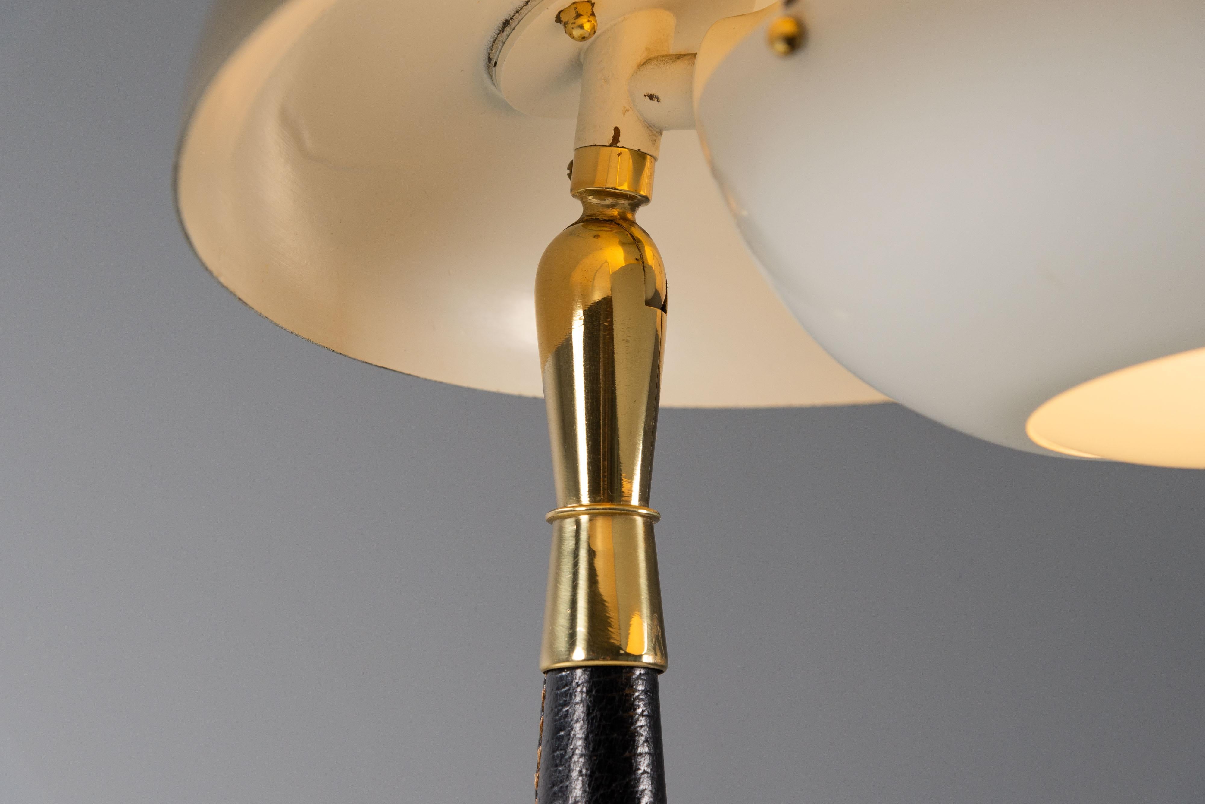 Arredoluce desk lamp in brass and leather Italy 1956 3