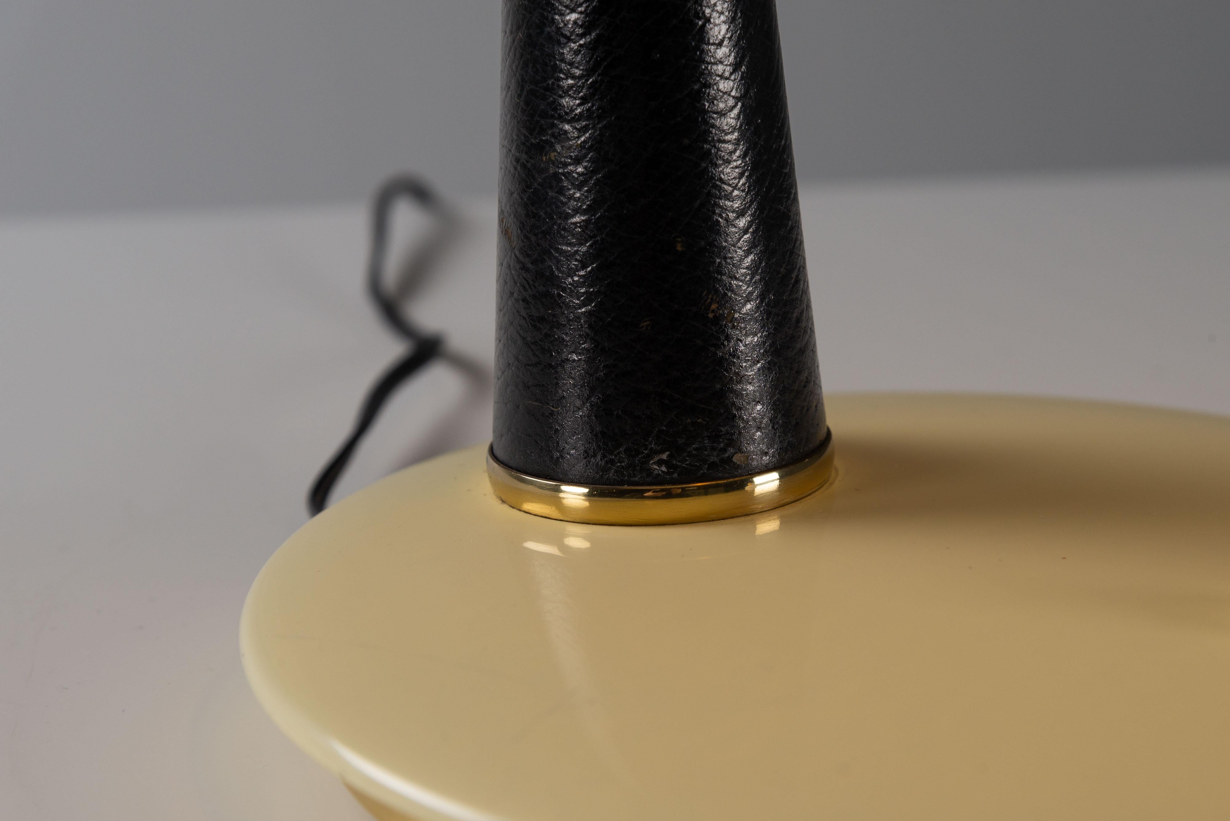 Arredoluce desk lamp in brass and leather Italy 1956 1