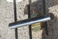 Arredoluce Diagonal Sconce Angelo Lelli Brass Glass White Black Midcentury, 1950