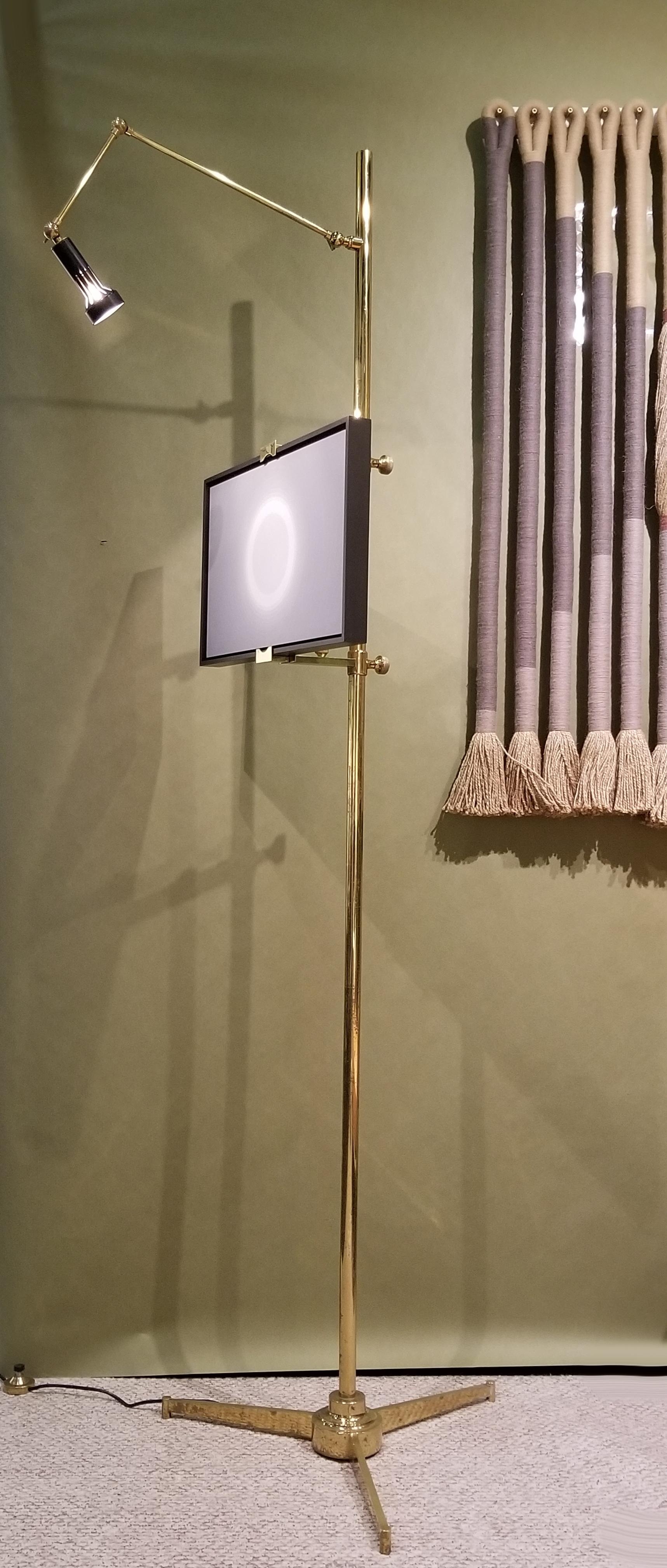 Mid-Century Modern Arredoluce Easel Lamp by Angelo Lelii in Solid Brass, 1950s
