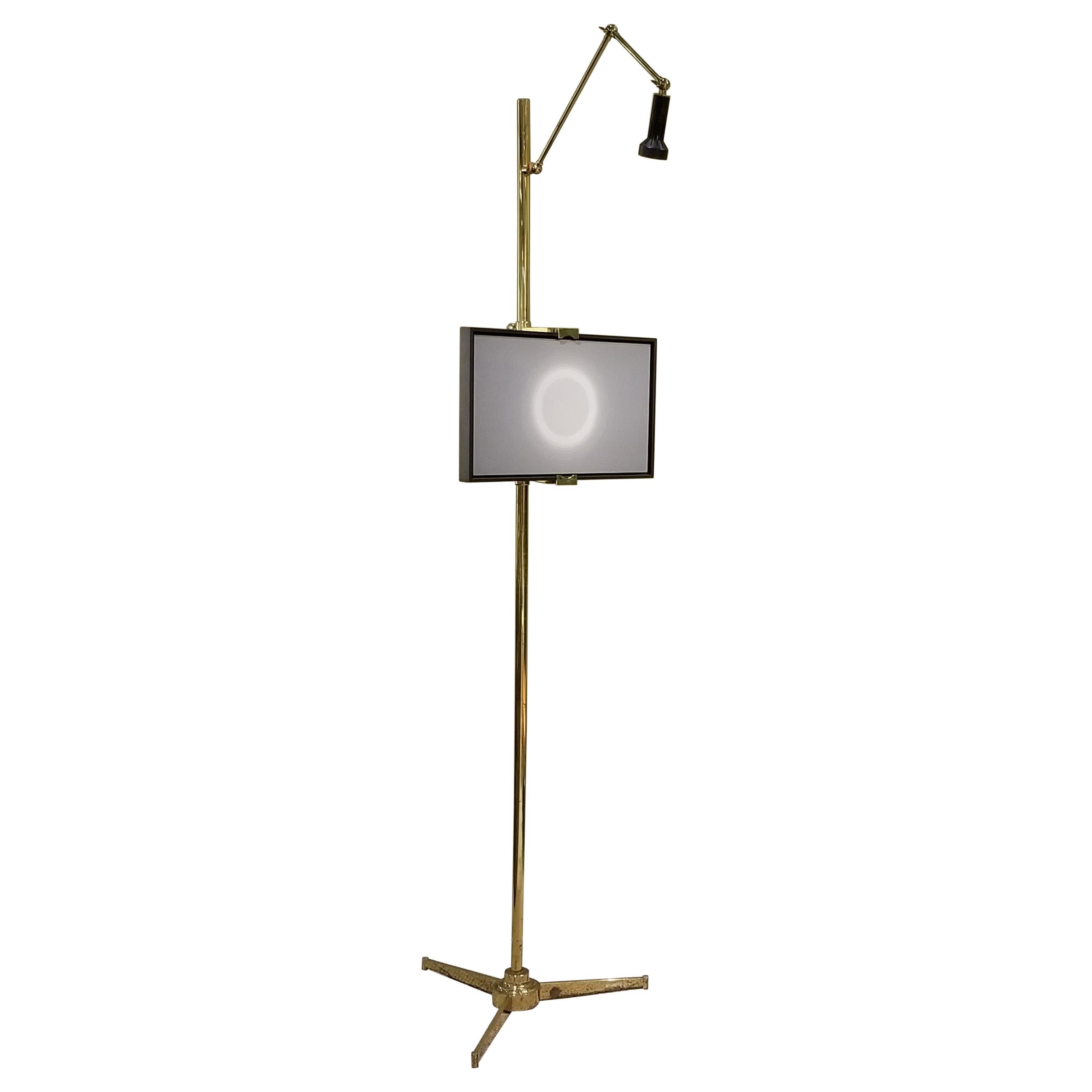 Arredoluce Easel Lamp by Angelo Lelii in Solid Brass, 1950s